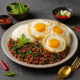 กระเพราหมูสับพรีเมี่ยม จานยักษ์