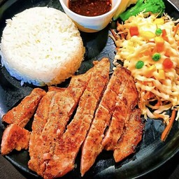 ข้าวหน้าสเต็กสันคอหมู