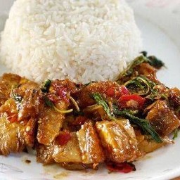 ข้าวราดกะเพราหมูกรอบ