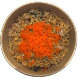 กะเพรามาม่าหมูสับไข่กุ้ง