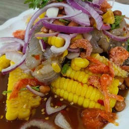 ยำข้าวโพดกุ้งสดปกติ