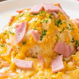 ข้าวไข่ข้นหน้าแฮมต้นหอม