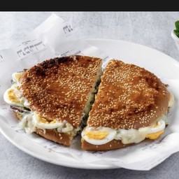 Mozzarella pesto boiled eggs panini