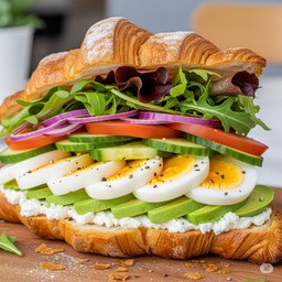 Boiled egg avocado cream cheese croissant