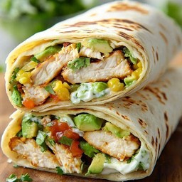 Avocado chicken sweet corn salad wrap