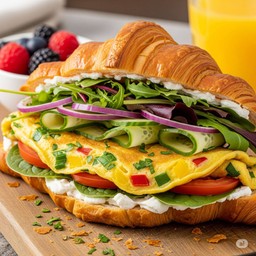 Vegetables Omelette croissant sandwich