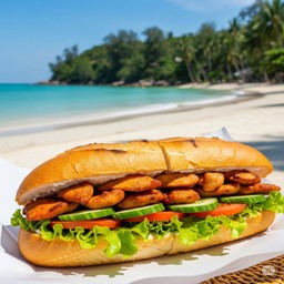 Chicken kabab baguette sandwiches