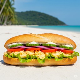 Scrambled egg baguette sandwiches