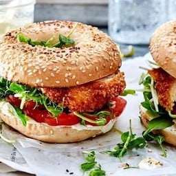 Fried chicken Schnitzel Bagel ไก่ชุบแป้งทอด เบเกิล