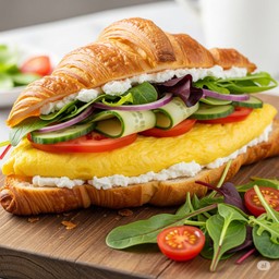 Omelette croissant sandwich