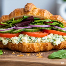 Eggs salad croissant sandwich
