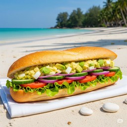 Avocado egg salad baguette sandwiches