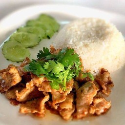Stir-fried Garlic Chicken with White Rice