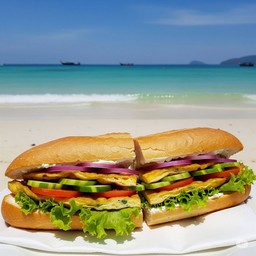 Vegetables Omelette baguette sandwiches