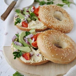 Hummus Avocado bagel
