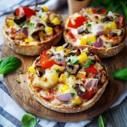 Vegetarian bagel pizza