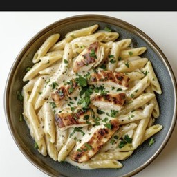 Penne alfredo chicken breast BBQ