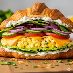 Mozzarella scrambled egg cream cheese croissant