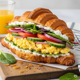 Scrambled egg cream cheese croissant