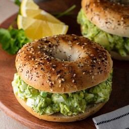 Avocado egg salad bagel sandwich