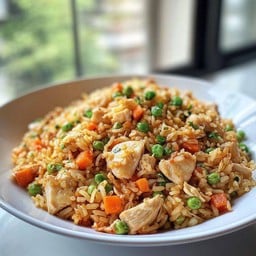 Fried rice vegetable chicken and eggs ข้าวผัดไก่ไข่