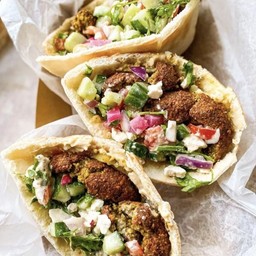 Mediterranean Greek falafel pita sandwiches