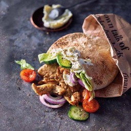 Thai chicken garlic pita sandwiches
