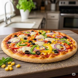 Bell pepper sweet black olive onion pizza