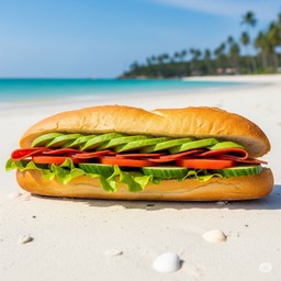 Avocado pepperoni baguette sandwiches