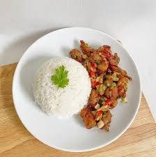 ข้าวราดคั่วพริกเกลือคอหมู