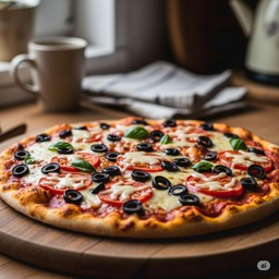 Tomatoes back olive pizza