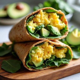 Scrambled egg avocado wrap