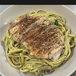 Creamy spaghetti pesto chicken BBQ