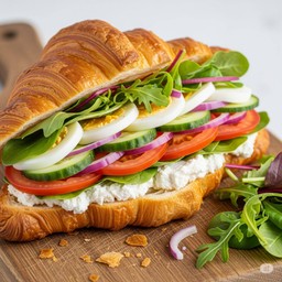 Boiled egg cream cheese croissant sandwich