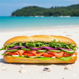 Smoke salmon cream cheese baguette sandwiches