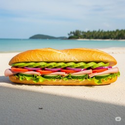 Avocado chicken ham baguette sandwiches