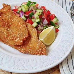 Chicken schnitzel salad