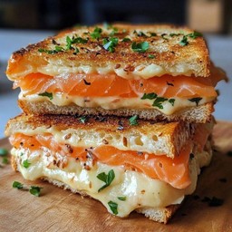 Smoke salmon cream cheese panini