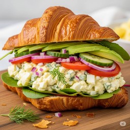 Avocado egg salad croissant sandwich