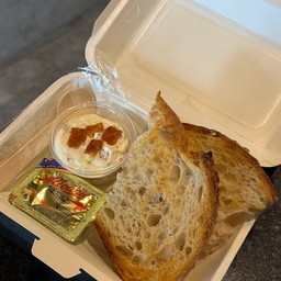 Plain sourdough toast with Bacon Cream Cheese & butter