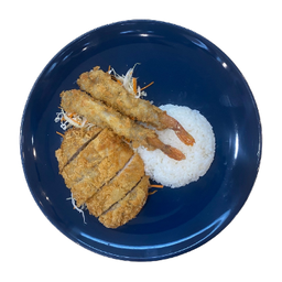[LM] ข้าวหมูทอดทงคัตสึ + กุ้งชุบแป้งทอด