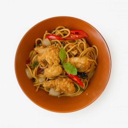 สปาเกตตีขี้เมาไก่กรอบ