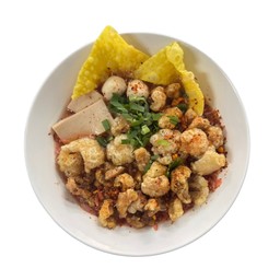 ก๋วยเตี๋ยวต้มยำลูกชิ้นกากหมู