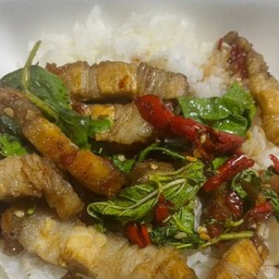 กะเพราหมูกรอบ