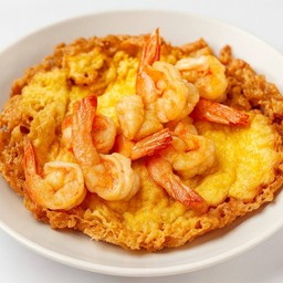 ไข่เจียวทรงเครื่องกุ้งกับข้าว