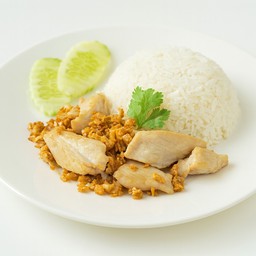 ไก่กะเทียมราดข้าว