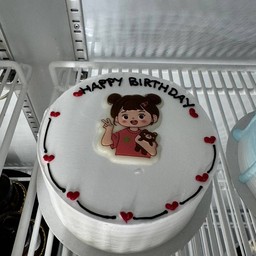 เค้กมินิมอลเด็ผู้หญิงอุ้มน้องหมีขนาดครึ่งปอนด์