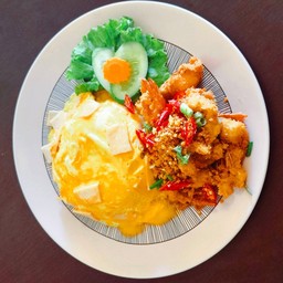 ข้าวไข่ข้น +กุ้งคั่วพริกเกลือ