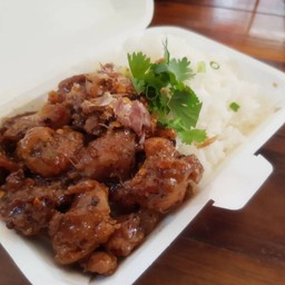 ข้าวไก่ย่างผัดหมาล่า