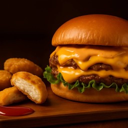 เมนูฮิต-ดับเบิ้ลชีสเบอร์เกอร์+นักเก็ตเล็ก(Popular Menu)